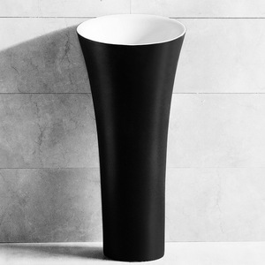 <b>Round</b> Ceramic Pedestal <b>Basin</b> Single Hole One Piece Freestanding Washbasin For Bathroom Household Use - Product Image 2
