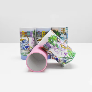 Venta al por mayor pequeñas bolsas de té contenedor redondo verde/Oolong té caja de papel con revestimiento UV en relieve y Mate laminado embalaje - Product Image 1