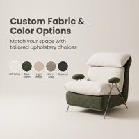 Fauteuil d'appoint design bicolore en tissu bouclé, fauteuil lounge moderne à dossier haut, fauteuil simple rembourré avec pieds en métal