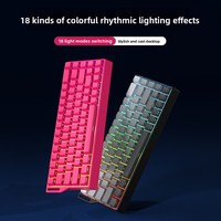 Clavier mécanique de jeu FV K68, interface USB, connectivité triple mode, PC de bureau, design entièrement interchangeable à chaud, éclairage RVB