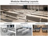 Table de formation scolaire pliable en mélamine avec roulettes et pieds en acier