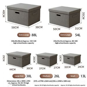 Caja de Almacenamiento Plegable y Apilable de Gran Capacidad con Tapa, Cesta de Almacenamiento, Contenedor para Dormitorio u Oficina - Product Image 2
