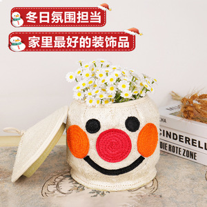 Cesta de almacenamiento con forma de muñeco de nieve, redonda, tejida a mano, para juguetes, cosméticos, organizador de aperitivos - Product Image 4