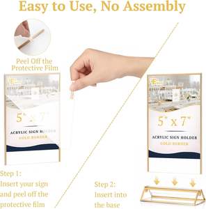 Support de numéro de table en acrylique avec bordure dorée, transparent, double face, pour mariage, restaurant, café et événements - Product Image 5