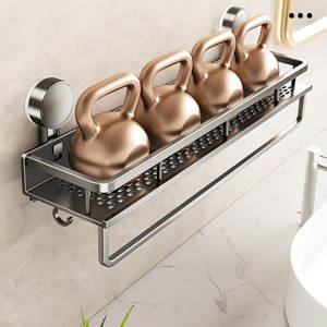 Étagère de salle de bain à ventouse, pas besoin de percer ou de clouer, toilette en aluminium murale, <span class=keywords><strong>rangement</strong></span> mural pour salle de bain - Product Image 5