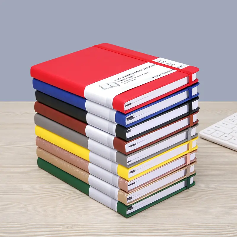 Caderno personalizado barato de couro para estudantes, caderno de papelaria multicolorido com logotipo, fabricante personalizado barato
