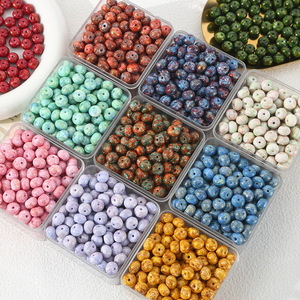 New Chinese Style Glazed Oil Painting Effect Abacus Shape Ceramic <b>Beads</b> for Home Decor Accent Display - Product Image 2