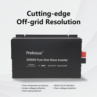 Pretiosus onduleur 2000W convertisseur de puissance solaire 12V 24V 48V onduleur à onde sinusoïdale pure double affichage numérique convertisseur de puissance domestique