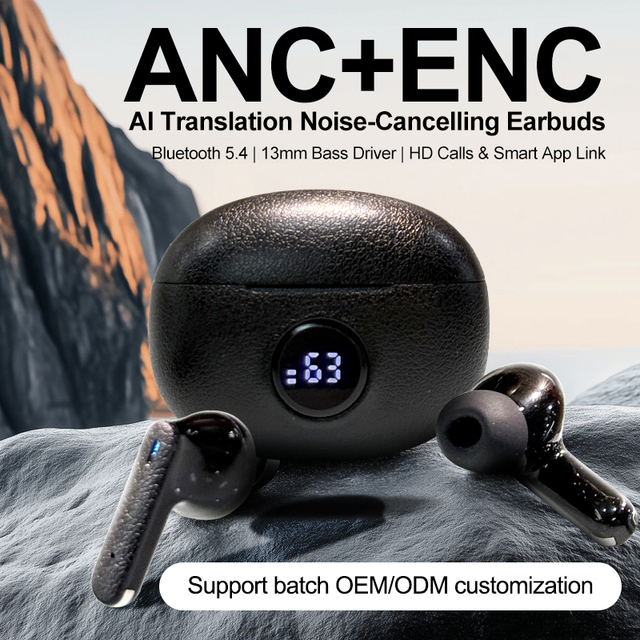 New Smart Ai Headphone Anc Enc Ai Translation Earphones App Language Translating Earbuds with Battery Display Screen