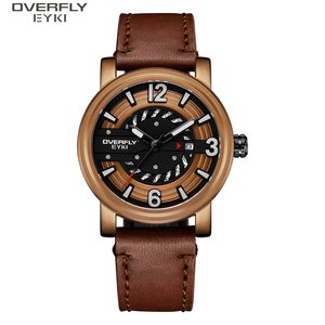 นาฬิกา <span class=keywords><strong>Overfly</strong></span> EYKI สำหรับผู้ชาย ปรับแต่งโลโก้ได้ ตัวเรือนสแตนเลส สายหนัง ระบบควอตซ์ แฟชั่น นาฬิกาเท่ๆ สำหรับผู้ชาย - Product Image 1