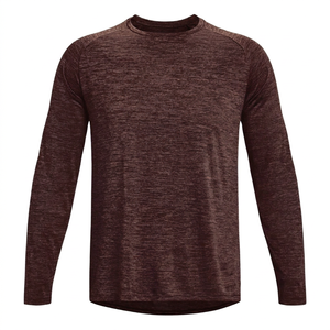 Camiseta de Punto Azul Sólido de Manga Larga de Secado Rápido para Hombre, Corte Regular, Cuello Redondo, Estilo Casual - Product Image 4