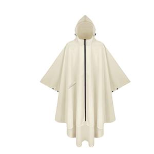 Impermeable con Capucha Woqi, Color Blanco Marfil, Ligero, Poncho Impermeable para Adultos, para Viajar, con Cremallera y Bolsillos - Product Image 1