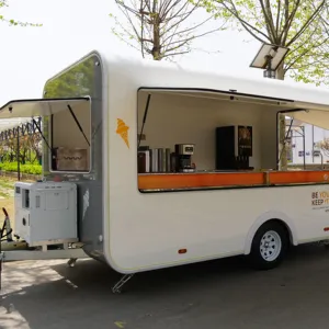 Mobile Coffee Truck Manufacturers Multi-functional Snack Truck Street View Mobile Network Red Milk Tea Truck Trailer RV