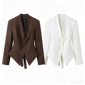 SHENZHU レディース服 2026年夏新作 おしゃれで上品な万能シングルブレストフリル長袖ブレザー - Product Image 1