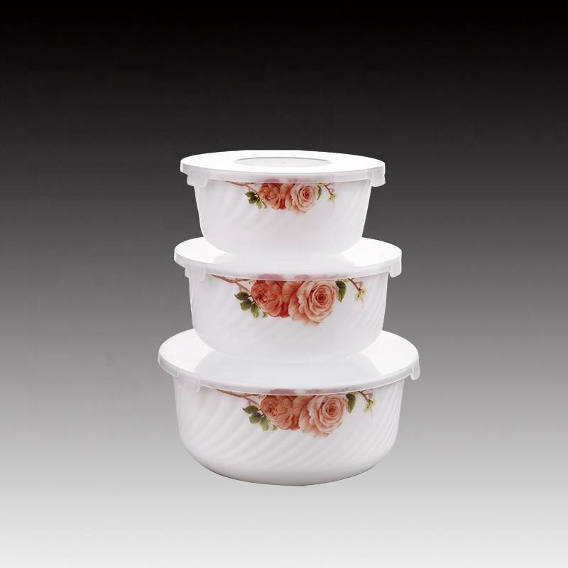 新しいガラス製品3個オパールガラス食品収納ボウルセット