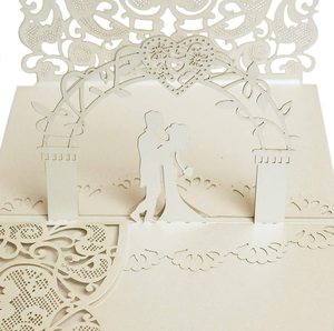 Carte d'invitation de mariage 3d personnalisée, découpée au Laser, faite à la main, avec enveloppe - Product Image 2