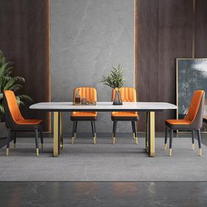 Sang Trọng Hiện Đại Bằng Đá Cẩm Thạch Hình Chữ Nhật Bàn Ăn Với Ghế Đặt 4 6 8 Chỗ Ngồi Đầy Đủ Nhà Hàng Thiêu Kết Đá Kim Loại Thiết Kế Nội Thất - Product Image 4