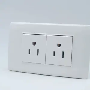 American Standard 2 Triple Plug Socket: Elegant White ABS Wall Switch with Classic Dual Outlet Panel