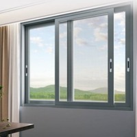 Ventana Interior Moderna de Aluminio para Residencias, Marco Estrecho, Vidrio de Doble Capa, Insonorizada, Corredera, con Persianas, para Cocina y Baño