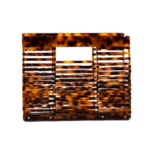 Bolso de mano tipo clutch rectangular rígido de acrílico con diseño de caparazón de tortuga para mujer, ideal para bodas y fiestas de cóctel. - Product Image 1