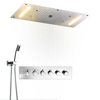 700x3800mm LED ensemble de douche salle de bain thermostatique 5 voies mélangeur pluie, brume, cascade, pommeau de douche colonne