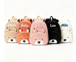Custom Name Embroidery Corduroy Bear Kids Backpack Cartoon Large Capacity Kindergarten Preschool <b>Toddler</b> School <b>Bag</b> - Product Image 2