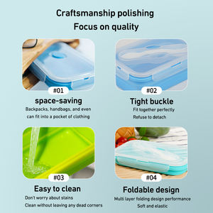 Lonchera de Silicona de 800 ml Apta <span class=keywords><strong>para</strong></span> Microondas y Congelador con Tenedor, Materiales de Grado Alimenticio, Diseño Apilable, Se Aceptan Pedidos de Fabricación Original/Diseño Original - Product Image 4