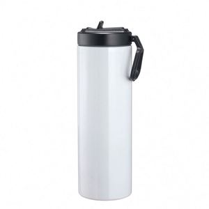 Bouteille d'eau sport isotherme en acier inoxydable de 20 oz, anti-fuite, écologique, design mince et droit, avec double couvercle, pour sublimation, idéale pour les cadeaux - Product Image 2