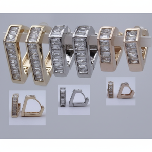 Sofisticati orecchini di diamanti taglio principessa in oro rosa bianco giallo presenza elegante alla moda - Product Image 1