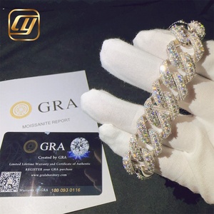 GRA Certificated 18mm 925 Sterling Silver <b>Iced</b> <b>Out</b> VVS Moissanite Diamond Cuban Link <b>Chain</b> Hip Hop Jewelry Bracelet - Product Image 1