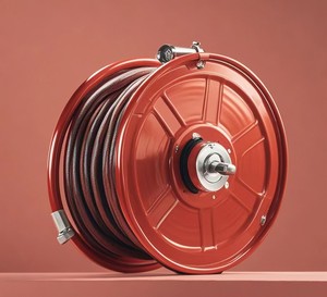 Enrouleur de tuyau d'incendie rouge avec tuyau en caoutchouc de 25 mm, durable pour les incendies de classe A et B - Product Image 4