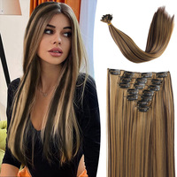 Extensions de cheveux indiennes Remy à clips sans couture, double épaisseur - Douces et soyeuses, sans perte ni emmêlement