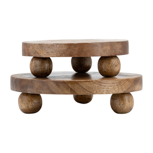 Vassoi rotondi in legno con piedini a sfera per decorazioni domestiche o come centrotavola - Product Image 4