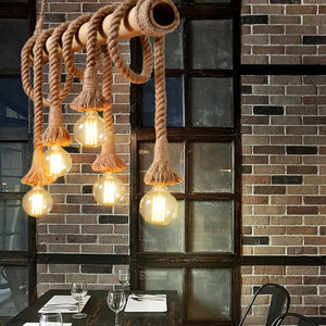 Industriale Stile Retrò Sala da pranzo <span class=keywords><strong>Cucina</strong></span> Corda Ristorante Lampadario di Casa <span class=keywords><strong>Rustica</strong></span> di Canapa Decorativa Lampadario - Product Image 4