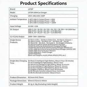 Chargeur de voiture LKTOP 100W 2 USB-C + 1 USB-A Adaptateur de voiture rapide PD/QC pour ordinateur portable iPhone Android 12V/24V Chargeur de véhicule - Product Image 5