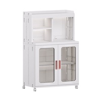 Armoire de rangement pliable en plastique à double porte, sans installation requise, pour vêtements et jouets de chambre, table de chevet multi-niveaux