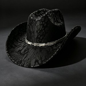 <span class=keywords><strong>Sombrero</strong></span> Vaquero de Ala Ancha con Estampado de Leopardo y Cinturón de Plumas para Fiesta y Festival de Música, Novedad 2026 - Product Image 3