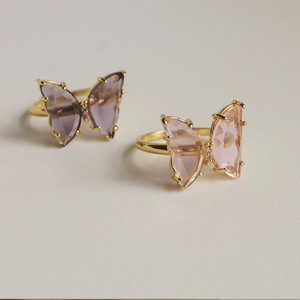 Cincin Kupu-kupu Kristal Kaca untuk Wanita Perhiasan Tangan Manis Wanita Wanita Cincin Aksesori Emas Hadiah Cincin Pertunangan Femme Pria - Product Image 4
