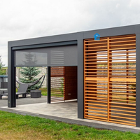 Pergola d'extérieur en aluminium Gazebo Persiennes de toit réglables bioclimatiques de luxe Ecran LED motorisé en alliage plastique à distance 3x4