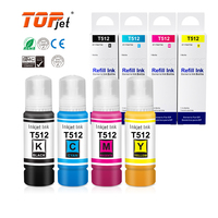 Topjet 512 T512 Compatible Premium Color Botella a base de agua Recarga de tinte Tinta a granel para impresora Epson ET-7750 T512