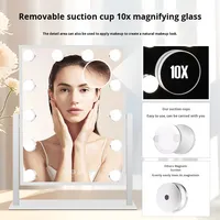 Miroir de maquillage intelligent sur pied avec interrupteur tactile, grossissant, 12 LED lumineuses et éclairage ultra-brillant pour les maquilleurs
