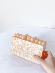 Moda akrilik mermer gelin düğün çanta parti balo Glitter manşonlar kutusu çanta kadın akşam debriyaj kova çantası - Product Image 5