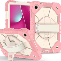 Étui robuste antichute pour T-Mobile Revvl Tab 2 10.1 2025 avec support rotatif à 360°, dragonne et bandoulière, bicolore, pour enfants, OEM ODM