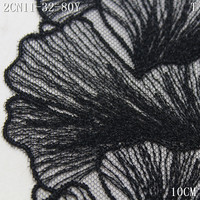 Dentelle brodée motif feuilles de fleurs, bordure victorienne en feuille de Ginkgo, 10 cm, dentelle noire brodée pour accessoires de couture de robes de fantaisie