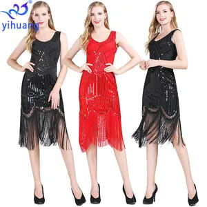 2019 novas Mulheres 1920s Flapper Fringe Frisado Grande Gatsby Inspirado Vintage Vestido de Festa do Dia Das Bruxas Natal Outfits