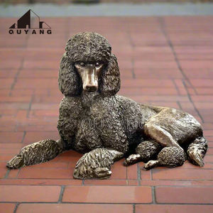 QUYANG parque al aire libre decoración Fundición a mano tamaño real Animal escultura bronce mentira <span class=keywords><strong>Labrador</strong></span> perro estatuas - Product Image 6