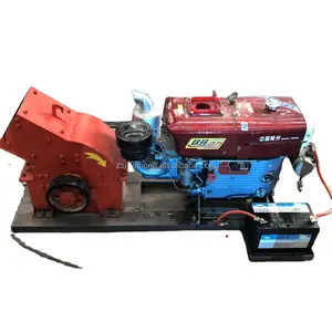 Diesel powered rock crusher hammer mill crushing and grinding mineral ore