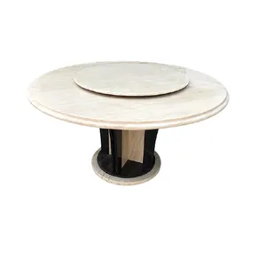 Мебель для столовой, круглый белый мраморный столешник, 1,8 метров, большой размер, травертин, мрамор, обеденный стол