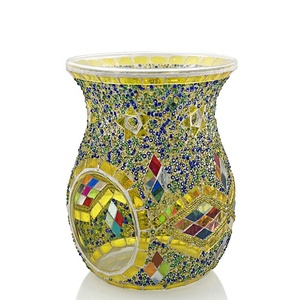 Brûleur à huile essentielle en verre mosaïque fabriqué à <span class=keywords><strong>Marrakech</strong></span>, chauffe-cire pour bougies parfumées, chauffe-cire pour huiles essentielles - Product Image 6