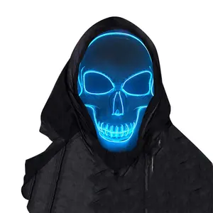 Halloween LED Mask, Light Up Scary EL Wire Mask, Creepy Cosplay Mask for Festival Parties Costume